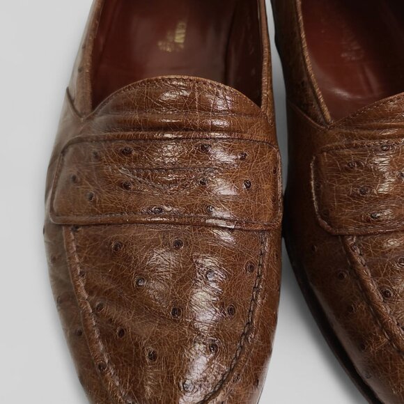 Romano Martegani full quill ostrich penny loafers 8 D main image 4